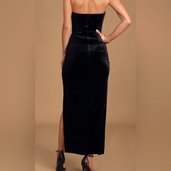 My Dream Come True Black Velvet Strapless Maxi Dress - Picture 2 of 3